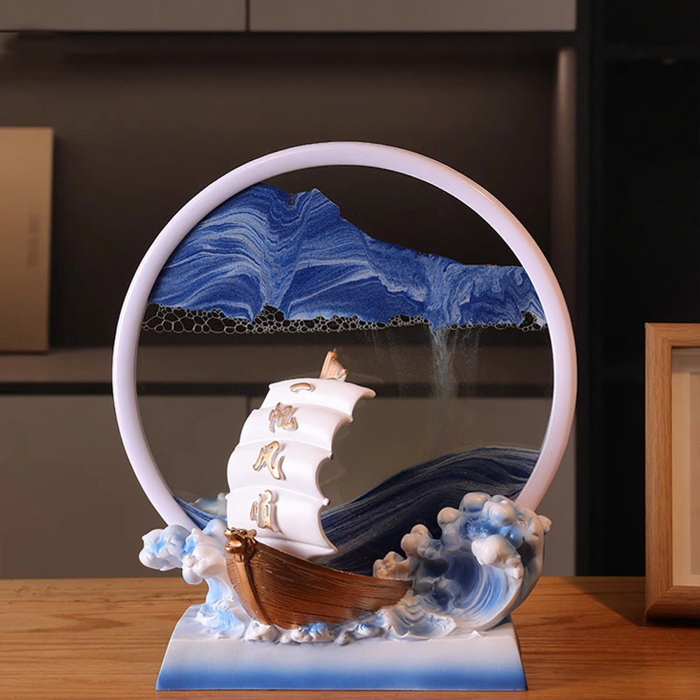 Kochwert Resin Sand Art Decor-3D Round Sailing Home Decor Meaningful Blessing Gift