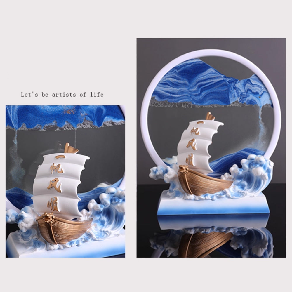 Kochwert Resin Sand Art Decor-3D Round Sailing Home Decor Meaningful Blessing Gift