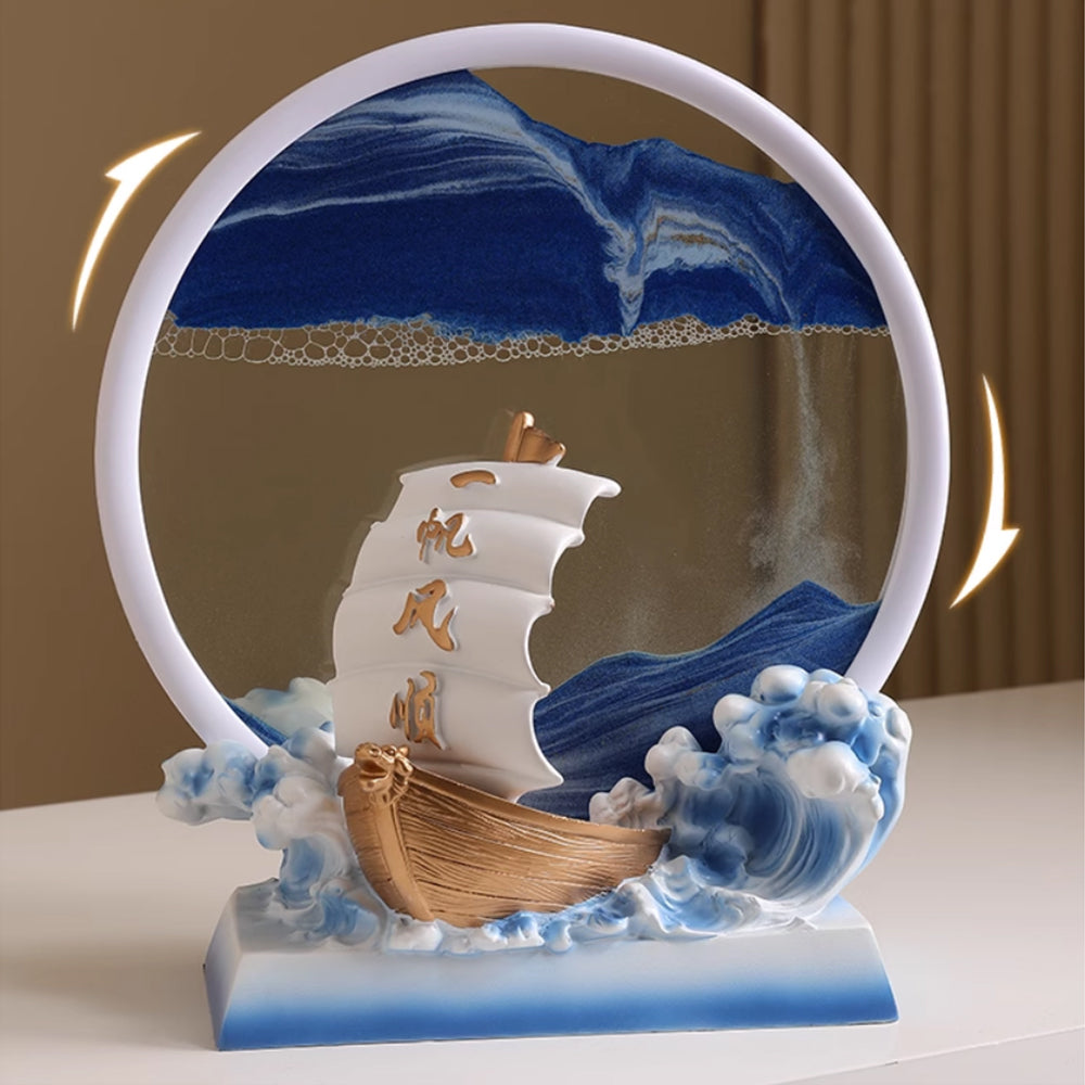 Kochwert Resin Sand Art Decor-3D Round Sailing Home Decor Meaningful Blessing Gift