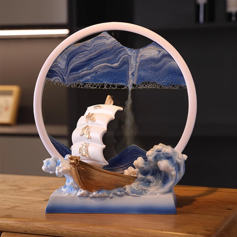 Kochwert Resin Sand Art Decor-3D Round Sailing Home Decor Meaningful Blessing Gift