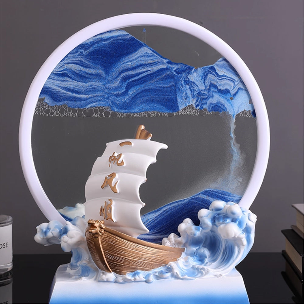 Kochwert Resin Sand Art Decor-3D Round Sailing Home Decor Meaningful Blessing Gift