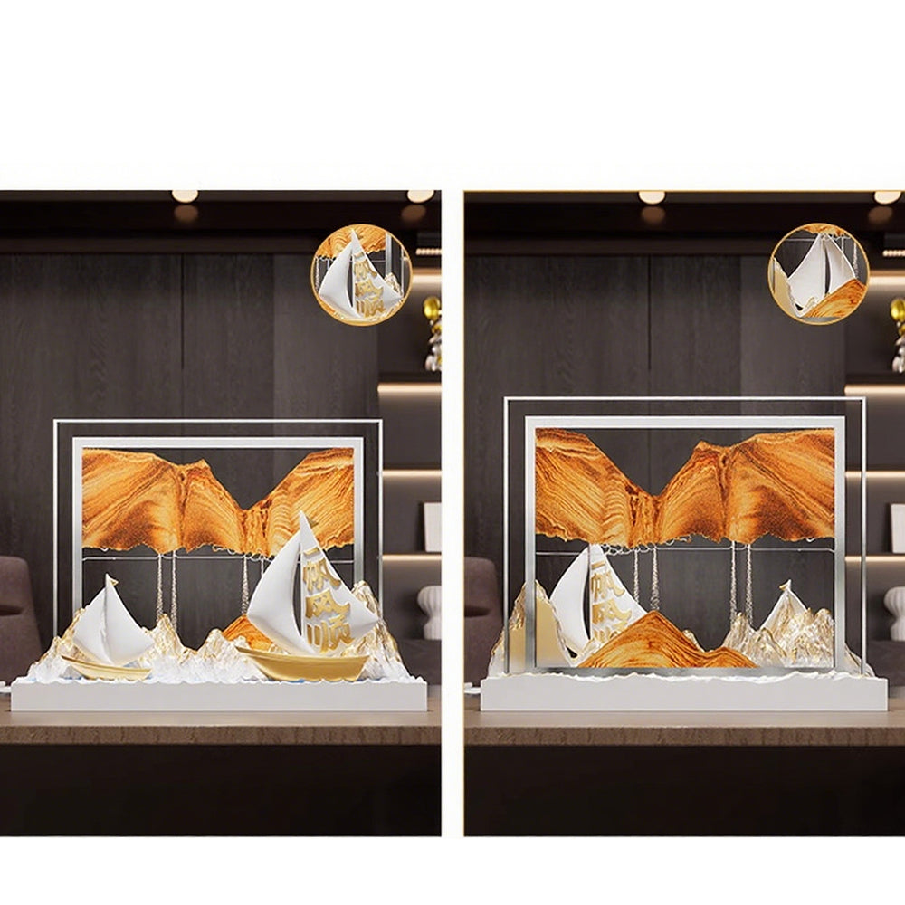 Kochwert Resin Sand Art Decor - 3D Gold Blue Sailboat Ocean Home Decor Blessing Gift