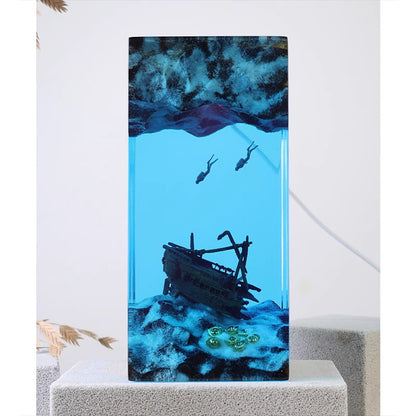 Kochwert Shipwreck Diver Resin Night Light – Ocean Art Lamp for Home Decor and Gifts