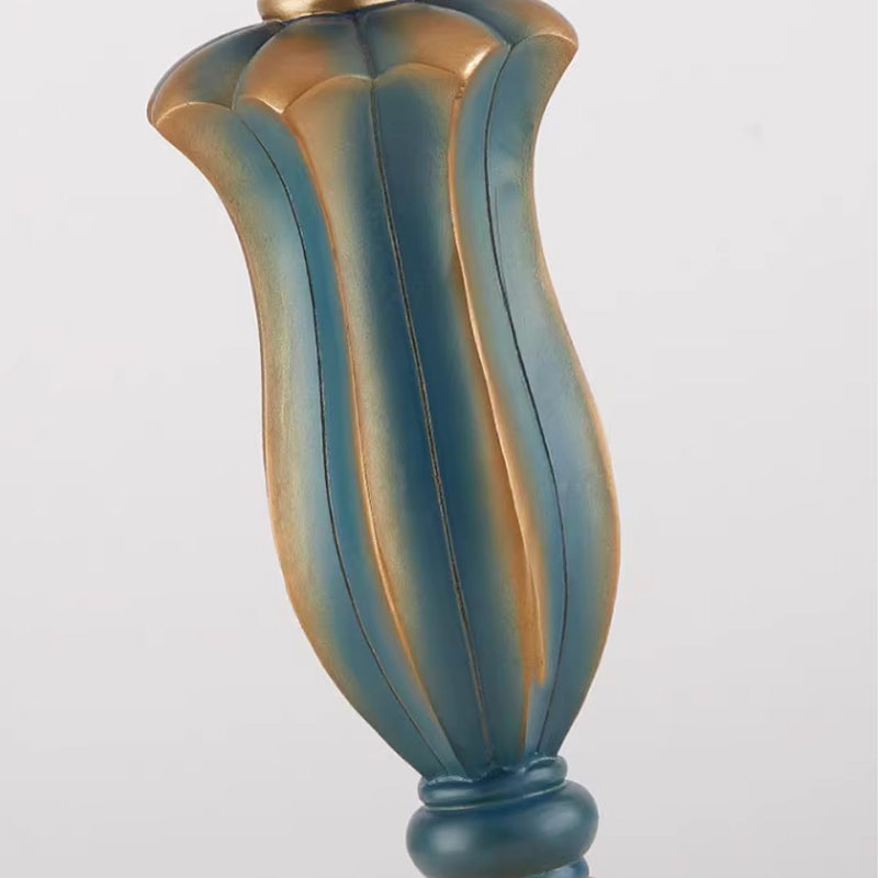 Kochwert Vintage Resin Table Lamp – Classic Fabric Shade Bedside Lamp for Bedroom Lighting