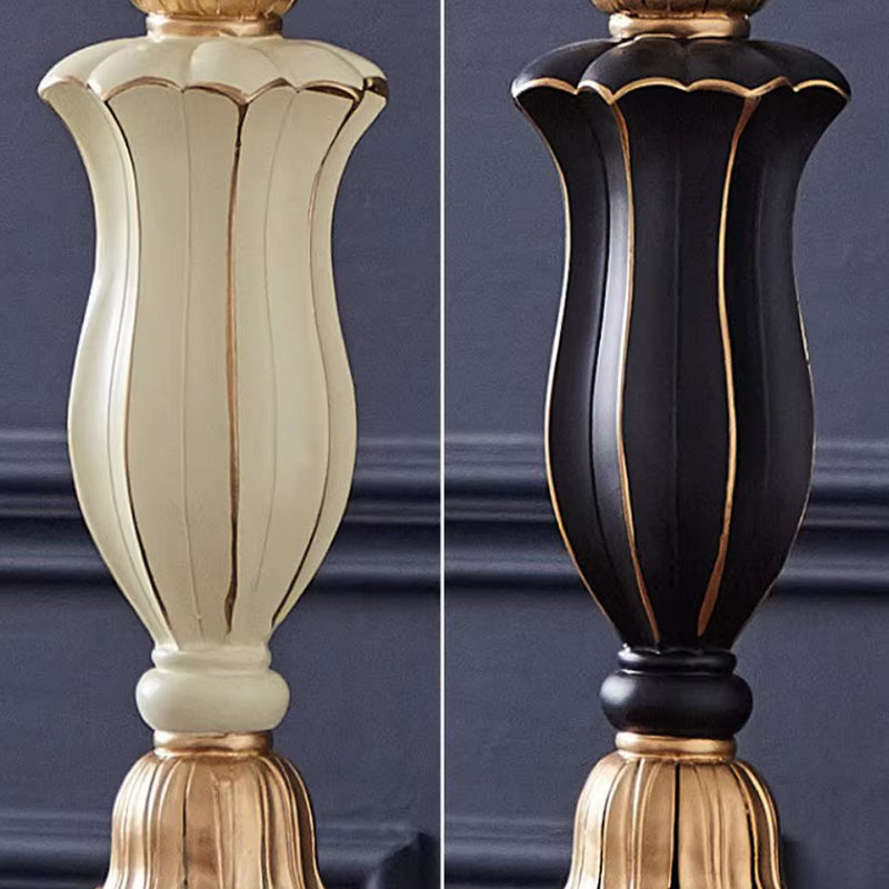 Kochwert Vintage Resin Table Lamp – Classic Fabric Shade Bedside Lamp for Bedroom Lighting