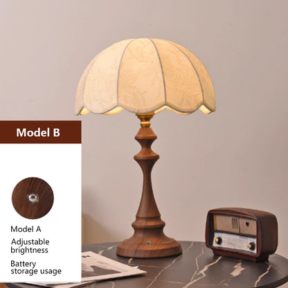 Kochwert Vintage Touch Bedside Lamp – Embroidered Fabric & Wood Base for Cozy Home Lighting