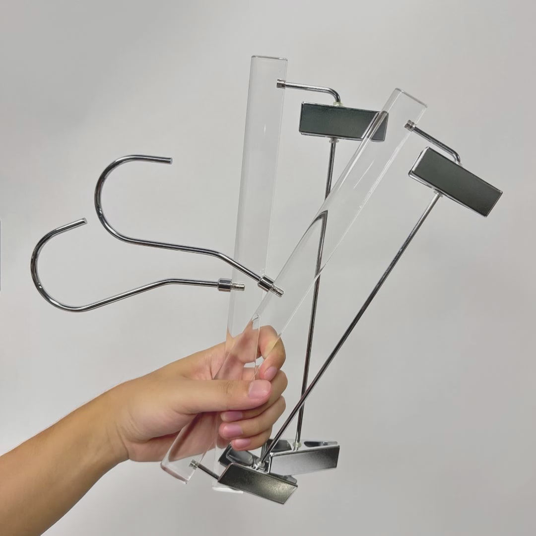 Kochwert Clear Acrylic Hanger with Long Hook – Durable for Heavy Winter Coats and Pants-4