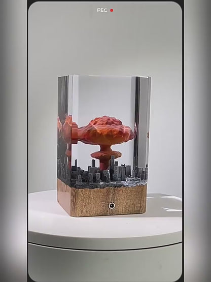 Kochwert Mushroom Cloud Resin Night Light – Urban Atomic Bomb Explosion Decor and Gift-3