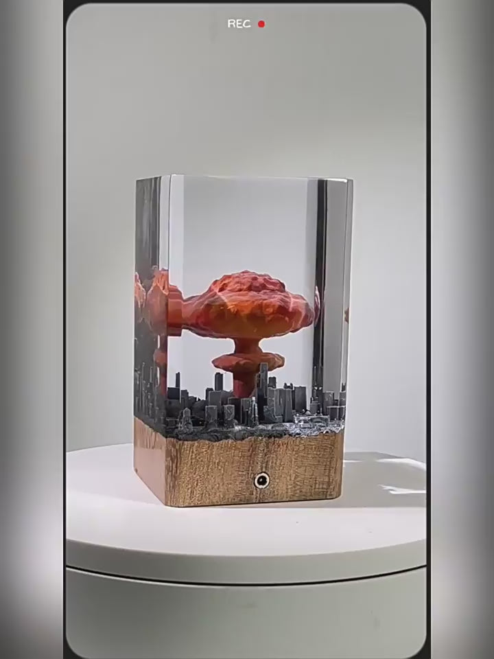 Kochwert Mushroom Cloud Resin Night Light – Urban Atomic Bomb Explosion Decor and Gift-3