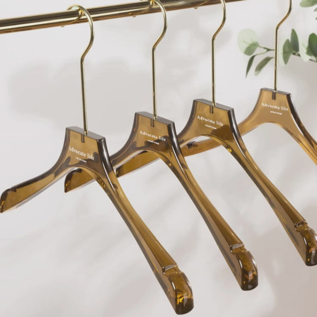 Kochwert Brown Acrylic Hanger - Long Metal Hook Clip for Hanging Suit, Skirt and Pants-3