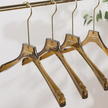 Kochwert Brown Acrylic Hanger - Long Metal Hook Clip for Hanging Suit, Skirt and Pants-3