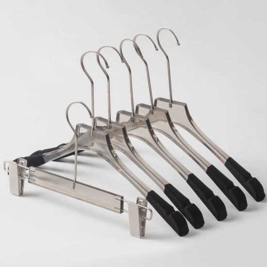 Kochwert Luxury Grey Clear Acrylic Hanger with Long Hook, Velvet Edge – For Suits &amp; Dresses-4