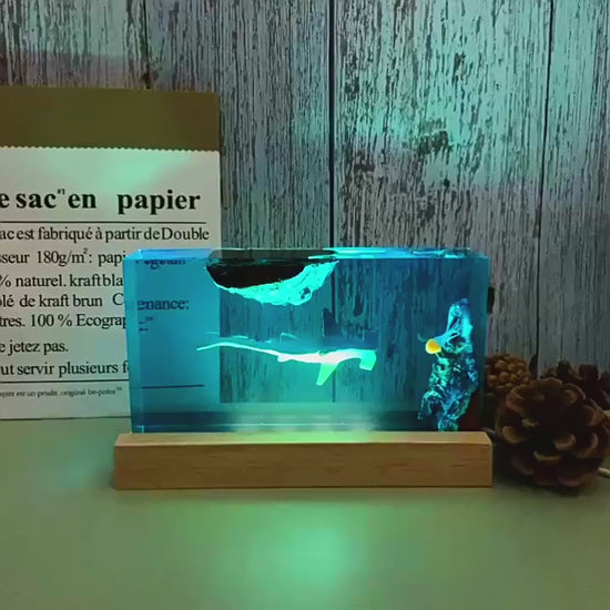 Kochwert Clear Resin Shark Night Light - A Home Decor Mood Light or Holiday Birthday Gift-3