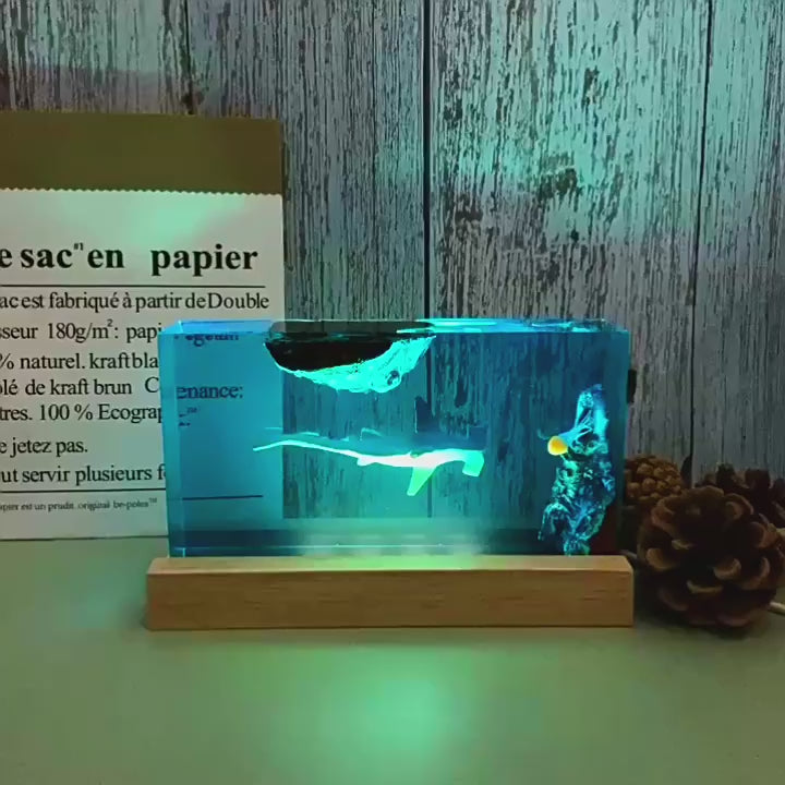 Kochwert Clear Resin Shark Night Light - A Home Decor Mood Light or Holiday Birthday Gift-3