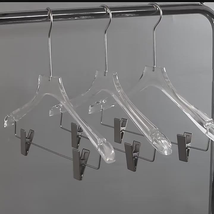 Kochwert Clear Acrylic Men's Hanger with Clips - for Displaying Suit and Pants in Stores-3