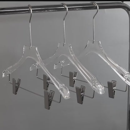 Kochwert Clear Acrylic Men's Hanger with Clips - for Displaying Suit and Pants in Stores-3